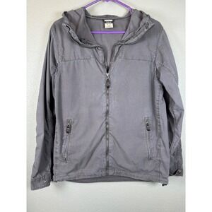 Rab Breaker Jacket Women's Full Zip Hooded Gray Cotton Blend Outdoor Coat Medium